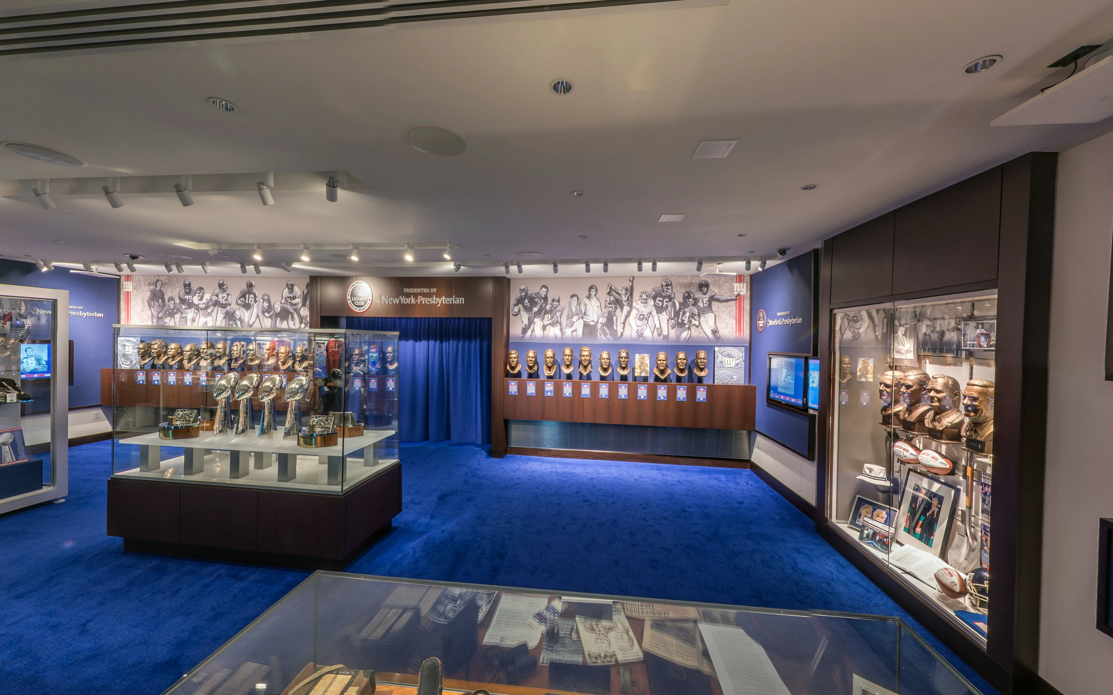The Giants Legacy Club museum, with championship trophies, player busts and historic exhibits